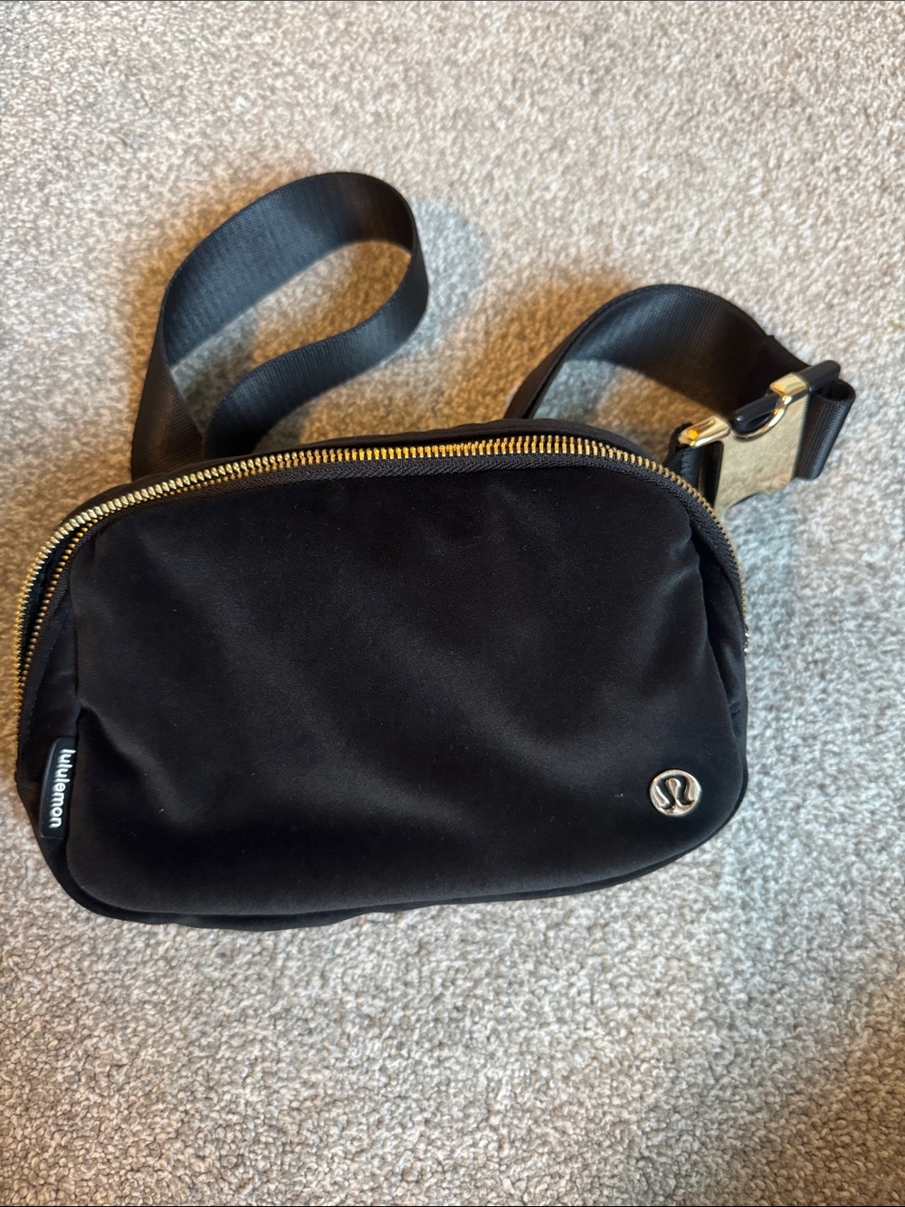 lululemon athletica Black Everywhere Belt Bag with Gold Buckle